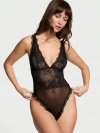 Полупрозрачный кружевной боди с глубоким вырезом (Sheer Rose Plunge Bodysuit)