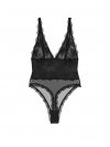 Полупрозрачный кружевной боди с глубоким вырезом (Sheer Rose Plunge Bodysuit)