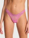 Трусики-стринги (thong) с розовым кружевом и высоким вырезом (high-leg)