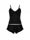 Атласный (Satin) комплект из камизола (Cami) с кружевом в форме розы (Rose Lace-Trim) и шортов с воланами (Flutter Short)