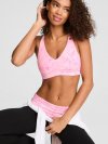 PINK Relay™ Спортивный топ со сборками и глубоким вырезом