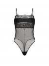 Боди (bodysuit) с розовым кружевом и сеткой, с прямым вырезом