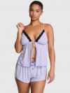 GRWPINK™ Пижамный комплект с топом свободного кроя и шортами из модала с кружевной отделкой