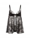 Комплект из бэбидолла (babydoll) с розовым кружевом, глубоким вырезом и эффектом пуш-ап (push-up)