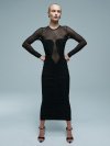 Irina Gathered Mesh Midi Dress