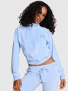 Винтажный свитшот из велюра с горловиной-стойкой (mock-neck) на молнии (full-zip) по всей длине