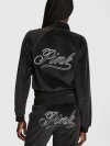 Винтажный свитшот из велюра с горловиной-стойкой (mock-neck) на молнии (full-zip) по всей длине
