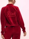 Винтажный свитшот из велюра с горловиной-стойкой (mock-neck) на молнии (full-zip) по всей длине
