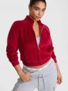 Винтажный свитшот из велюра с горловиной-стойкой (mock-neck) на молнии (full-zip) по всей длине