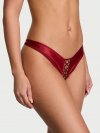 Satin Lace-Up Peekaboo Thong Panty