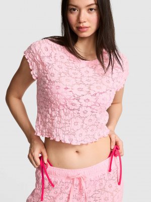 Футболка крючком с цветочным узором (Floral Crochet Cover-Up Tee)