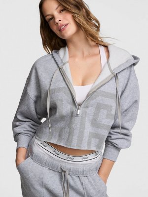 Укороченная толстовка с капюшоном Кампус-флис™ (Campus Fleece™) с молнией на 1/2 длины