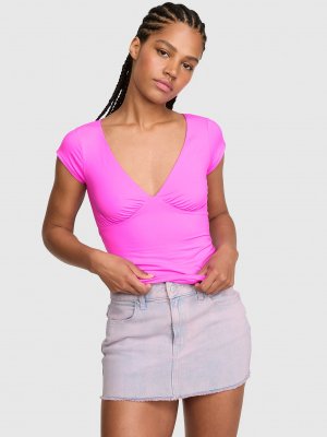 PINK топ с глубоким вырезом из серии «Базовый стрейч» (Base Stretch™)