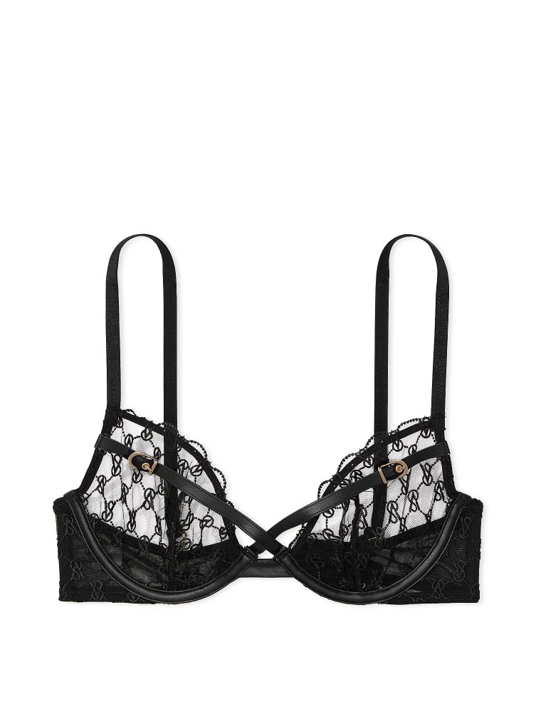 Балконет (Demi Bra) с вышивкой (Embroidery) логотипа VS, без подкладки, с глубоким вырезом