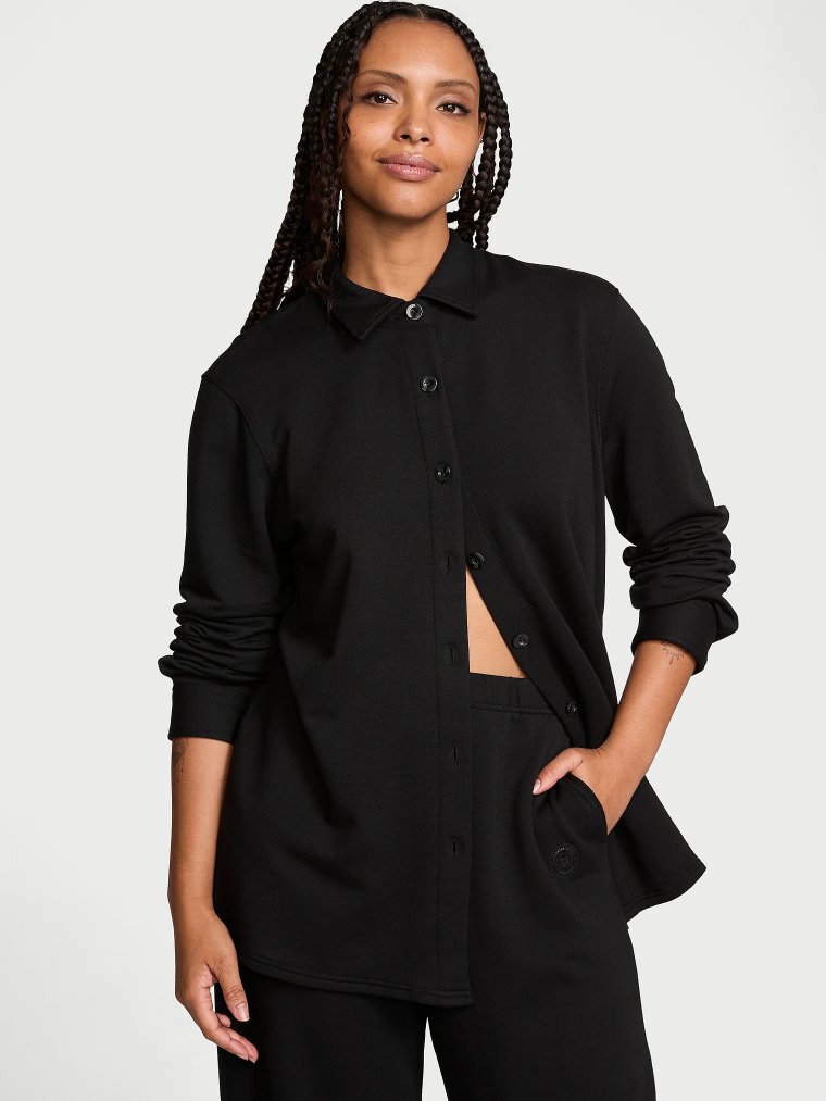 Рубашка оверсайз (Oversized) из начёсанного (Brushed) модального (Modal) флиса (Fleece)