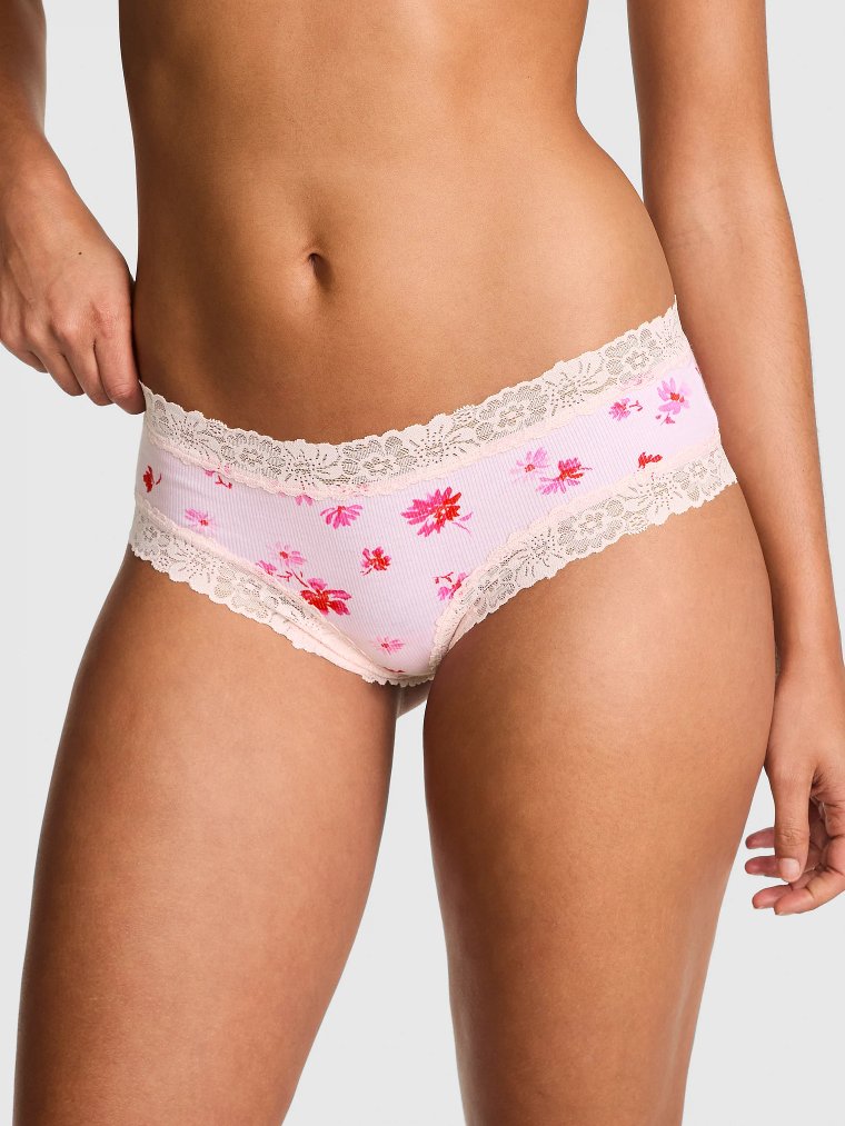 PINK Wink™ Хлопковые трусики-бразильянки с кружевной отделкой
