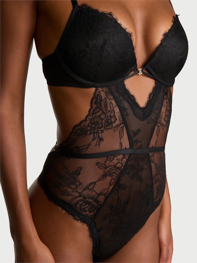 Комбинация-боди (teddy) из кружева с розами (Rose Lace) с эффектом push-up (push-up)
