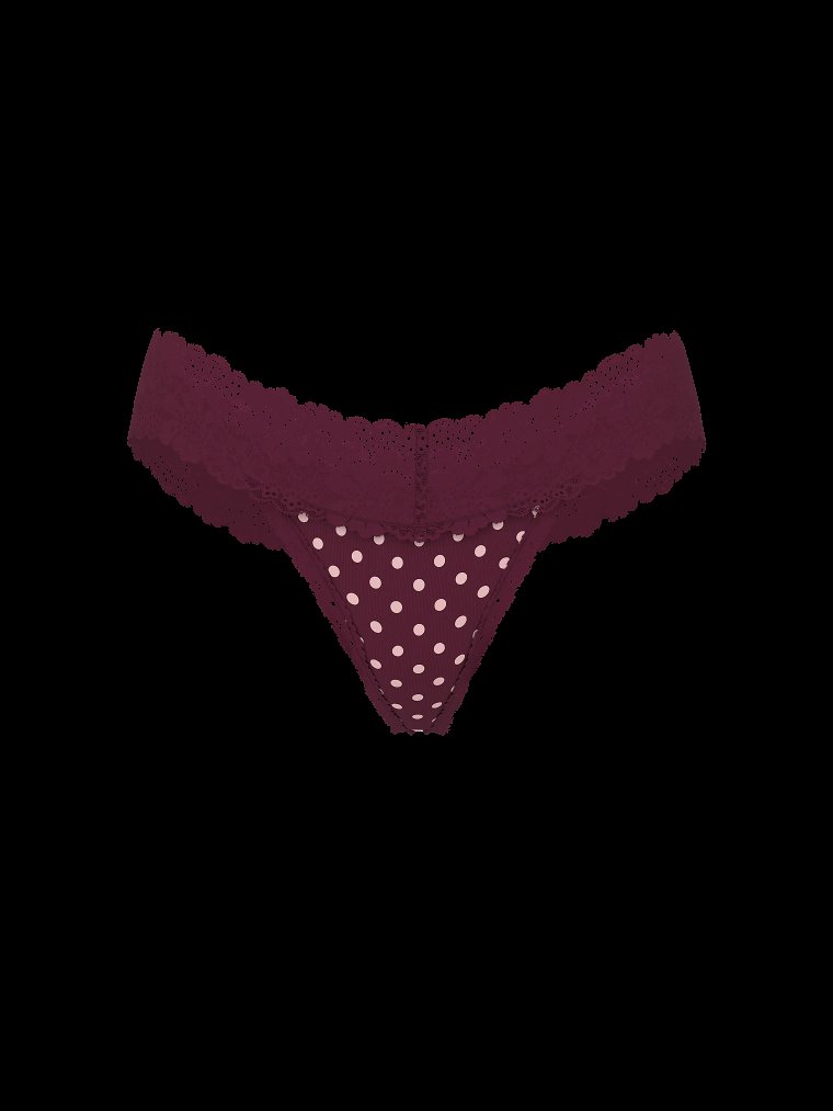 PINK Wink™ хлопковые стринги с кружевной отделкой