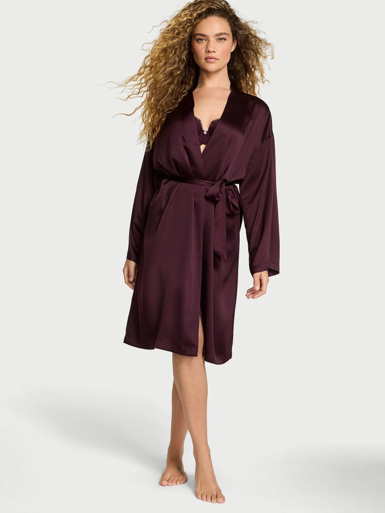 Фирменный (Signature) сатиновый миди-халат (Robe)