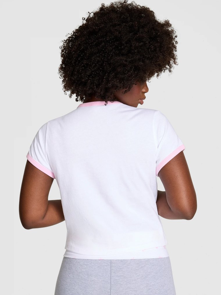 PINK x LoveShackFancy Ретро хлопковая футболка