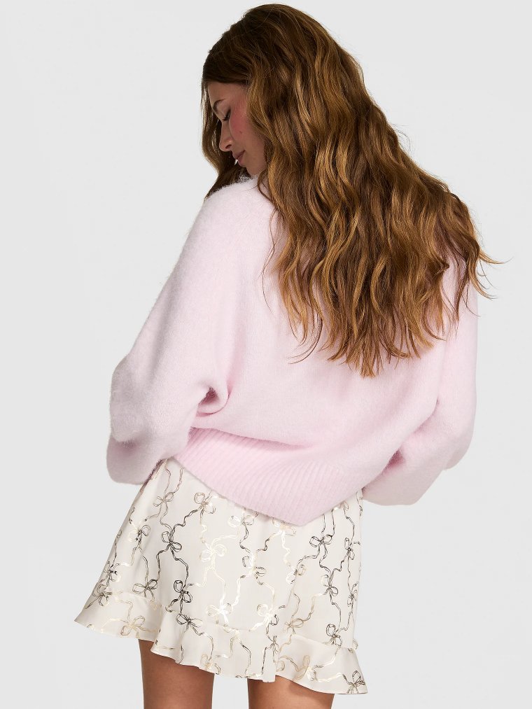 PINK x LoveShackFancy мини-юбка из сатина (Satin) с воланами (Ruffle)