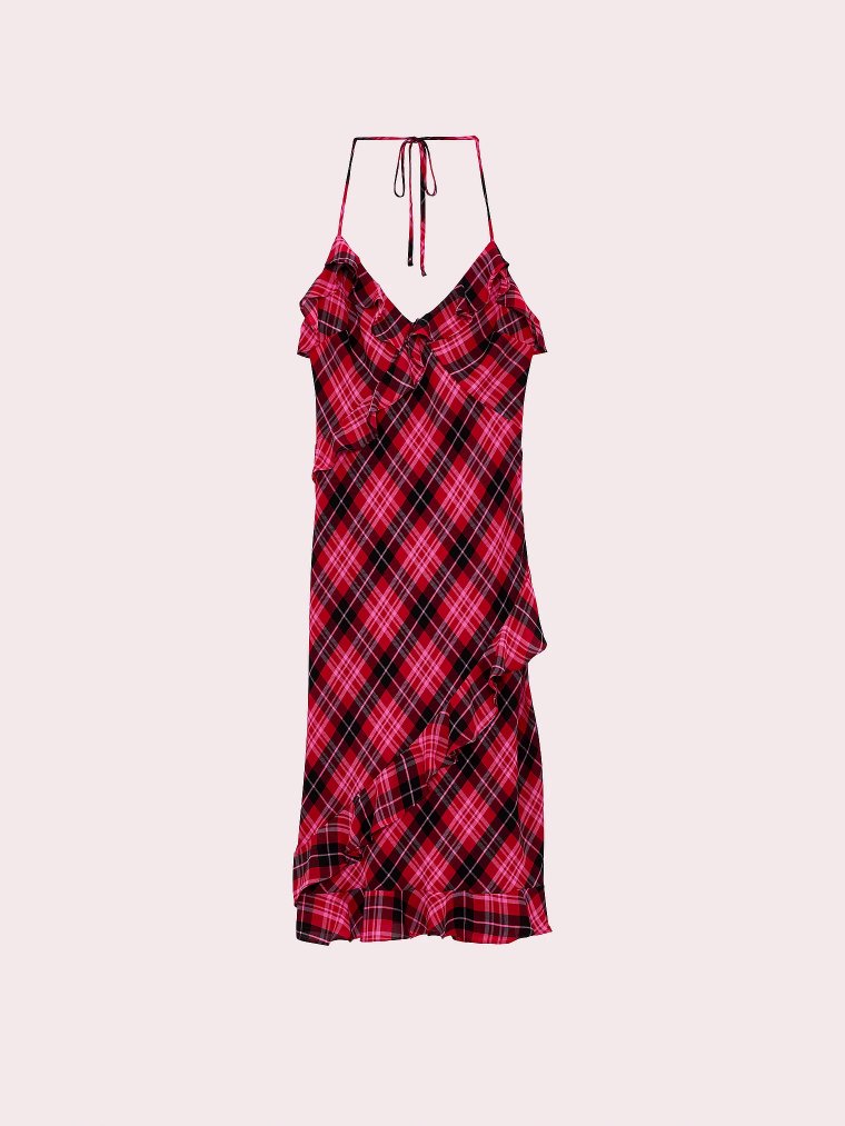 Платье миди с оборками из шифона PINK x LoveShackFancy