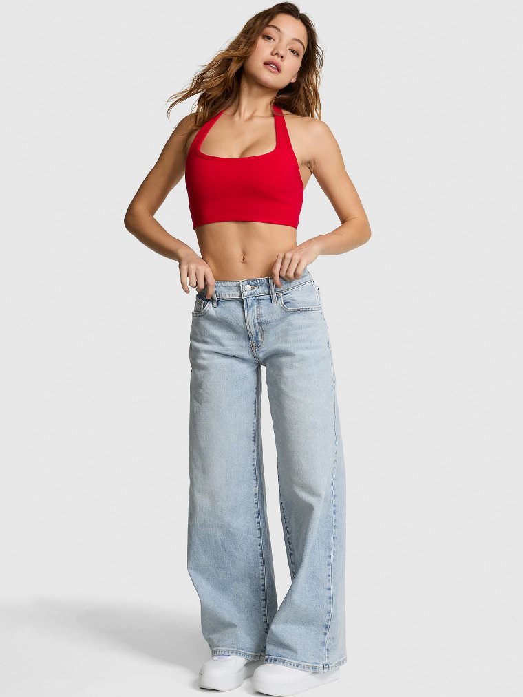Denim by PINK Mid-Rise Baggy Wide-Leg Jeans