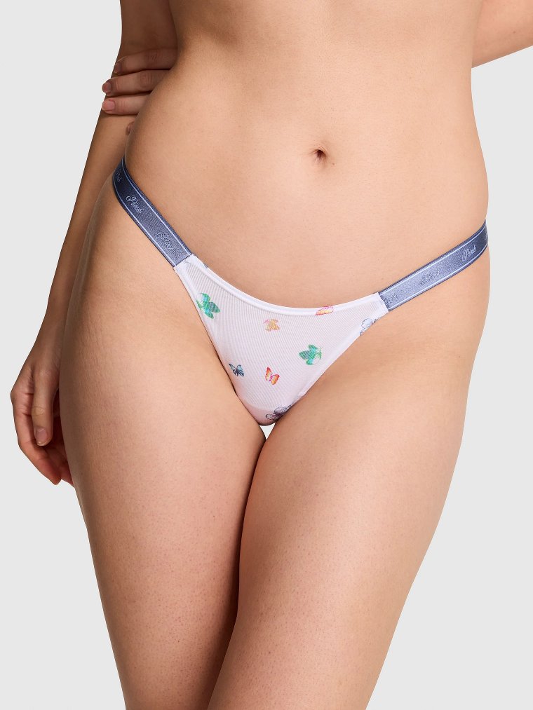 Микро-стринги (Micro Thong Panty) Logo из хлопка (Cotton) с высокой линией бёдер (High-Leg)