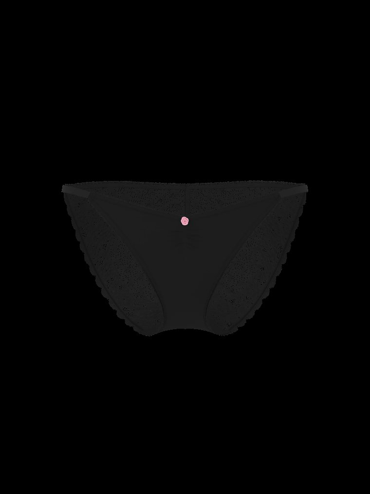 Трусы-бикини со струнками (String Bikini) из хлопкового стрейчевого (Stretch) полотна с кружевом (Lace) «Сердечки» (Heart)