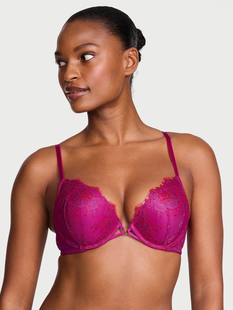 Бомбшелл (Bombshell) Увеличение на 2 размера (Add-2-Cups) Розовый кружевной (Rose Lace) Бюстгальтер пуш-ап (Push-Up Bra)