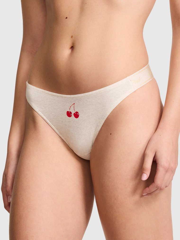 Стринги хлопковые с высокой линией бёдер (Logo Cotton High-Leg Thong Panty)
