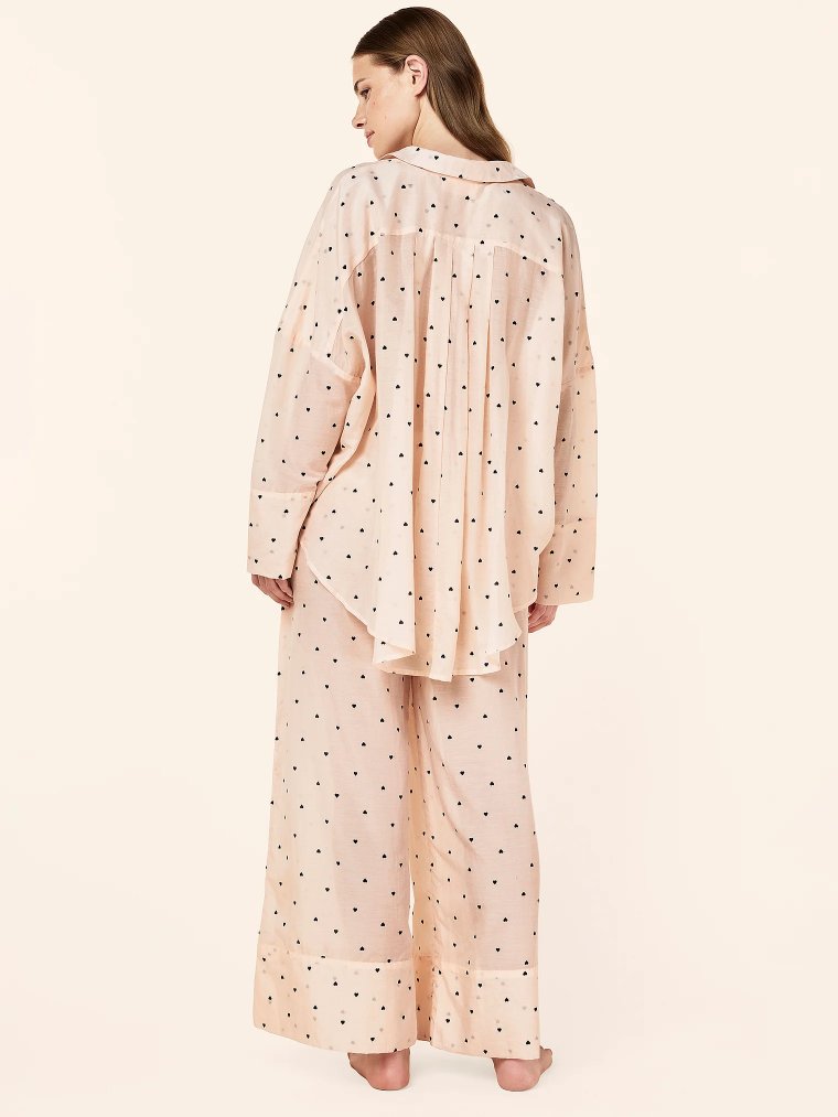 Комплект пижамы (PJ Set) с сердечками из хлопка в полный рост