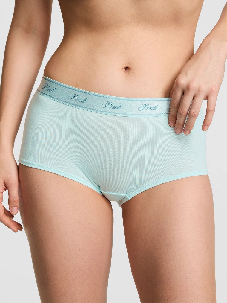 Трусики-шорты (Boyshort) из хлопкового трикотажа с логотипом