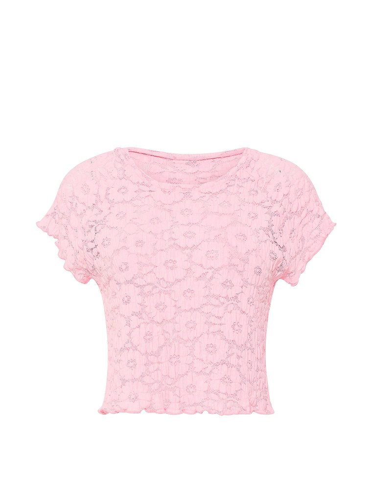 Футболка крючком с цветочным узором (Floral Crochet Cover-Up Tee)