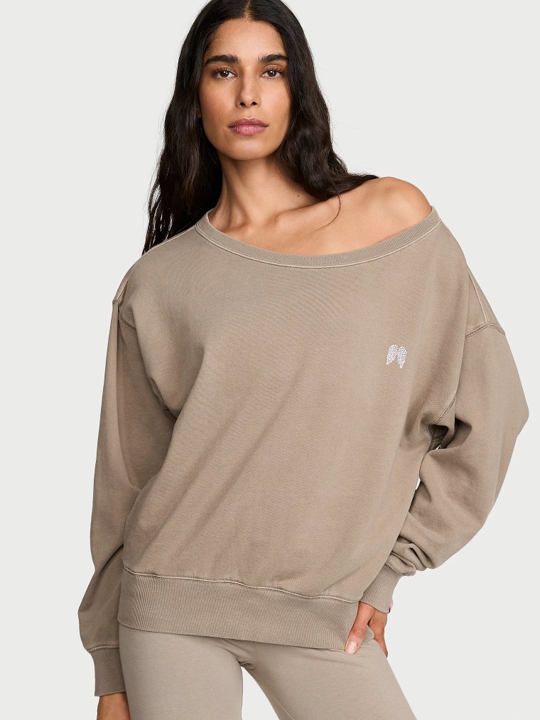 Свитшот (Sweatshirt) для отдыха из трикотажа (Terry) с горлом-лодочкой (Boatneck)