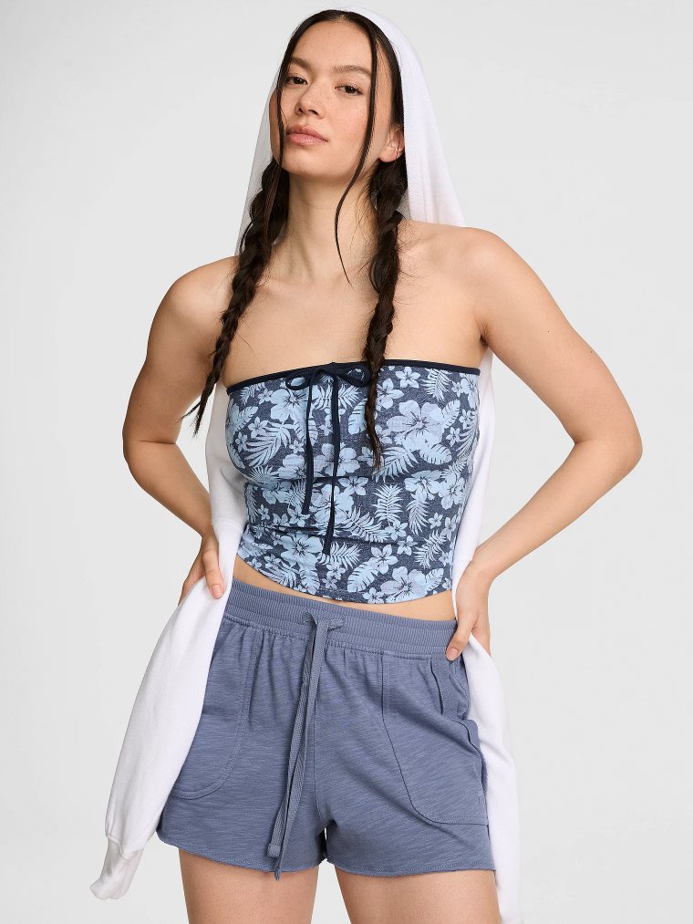 All-Day Cotton™ топ-труба (Tube Top) со сборками (Ruched) и завязкой спереди (Front-Tie)