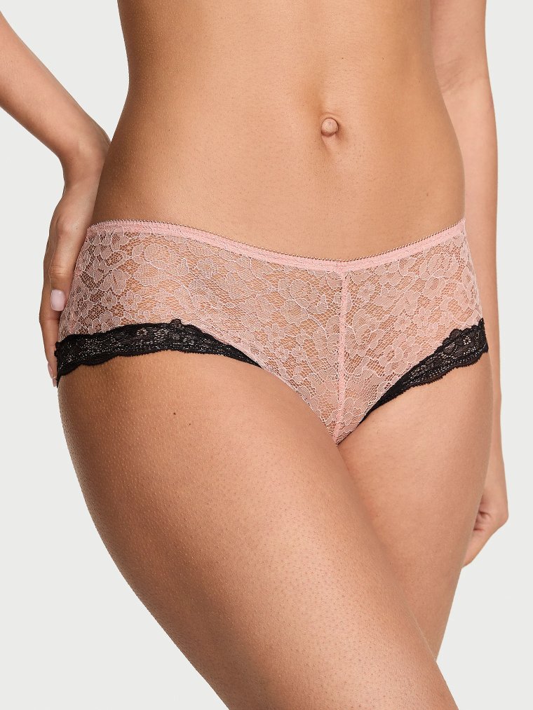 Кружевные трусы-шортики с контрастной окантовкой (Contrast-Trim Lace Boyshort Panty)