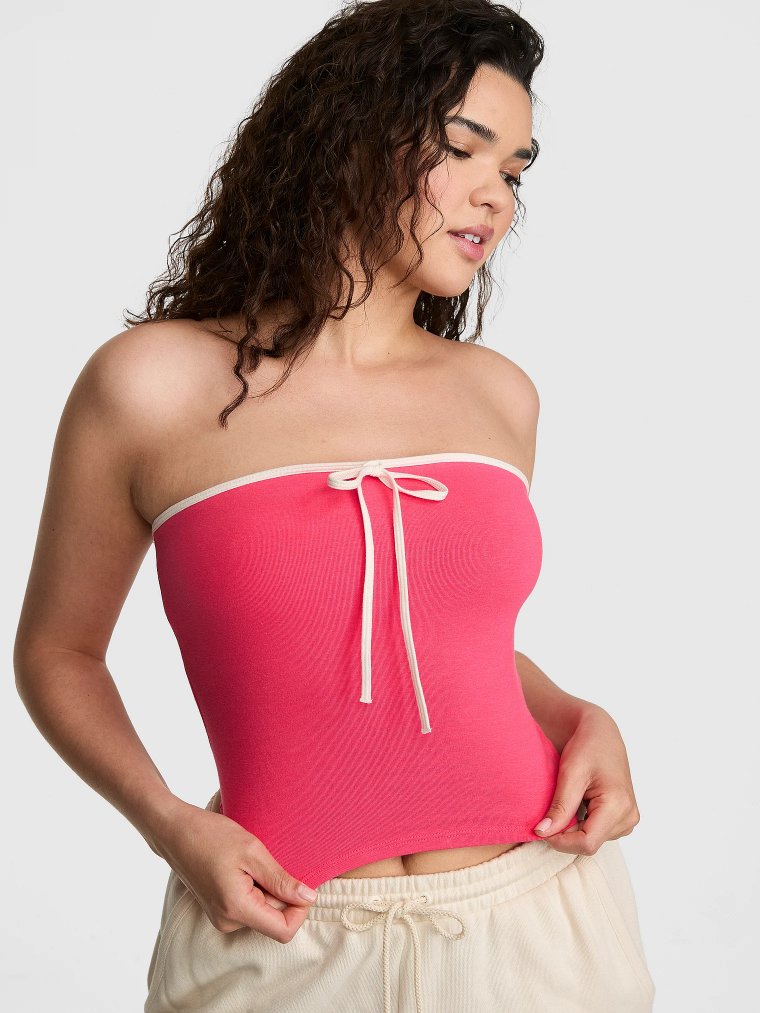 All-Day Cotton™ топ-труба (Tube Top) со сборками (Ruched) и завязкой спереди (Front-Tie)