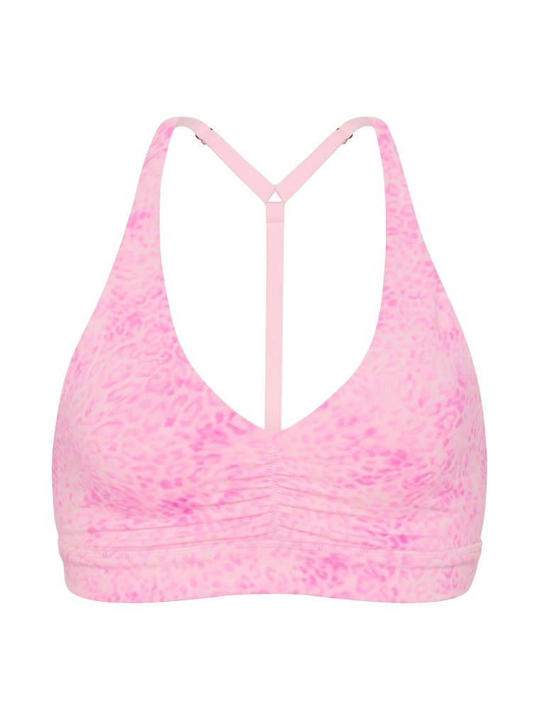 PINK Relay™ Спортивный топ со сборками и глубоким вырезом