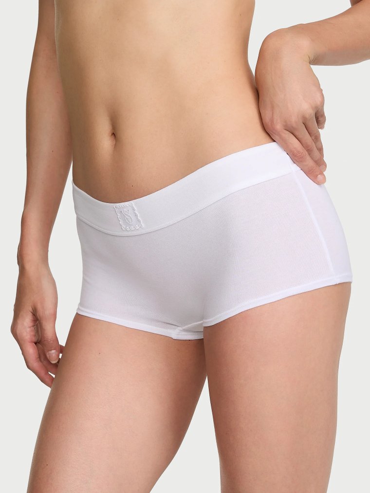 Трусы-шорты (Boyshort) из хлопка с кружевной нашивкой логотипа