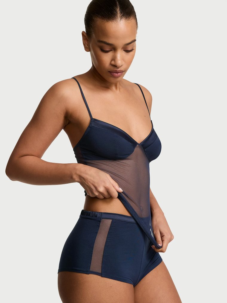Прозрачный (Sheer) открывающий (Reveal) комплект из майки (Cami) из модала (Modal) и сетки (Mesh)