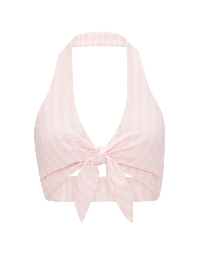 Beachwear Linen — укороченный топ (crop top) из льна с завязкой спереди