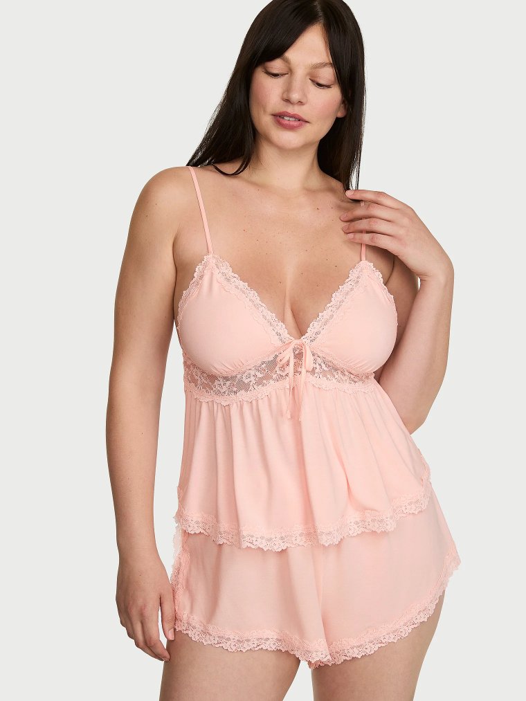 Комплект майки и шортов из модала с кружевной отделкой SoSoft™