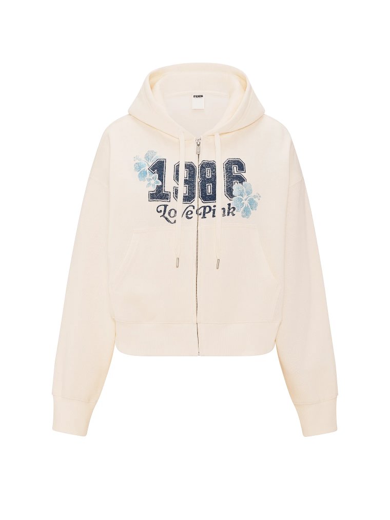 Толстовка с капюшоном (Hoodie) на молнии (Full-Zip) укороченного кроя (Shrunken) из флисовой ткани (Campus Fleece™)