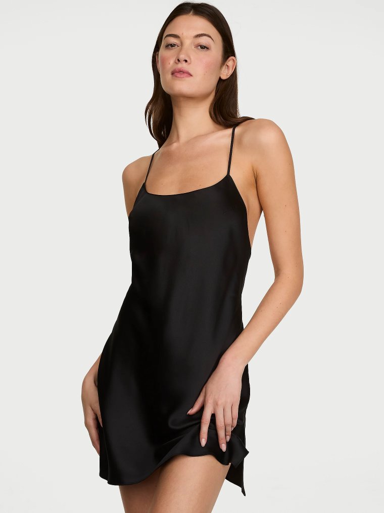 Сатиновое слип-платье (Slip Dress) с открытой спиной