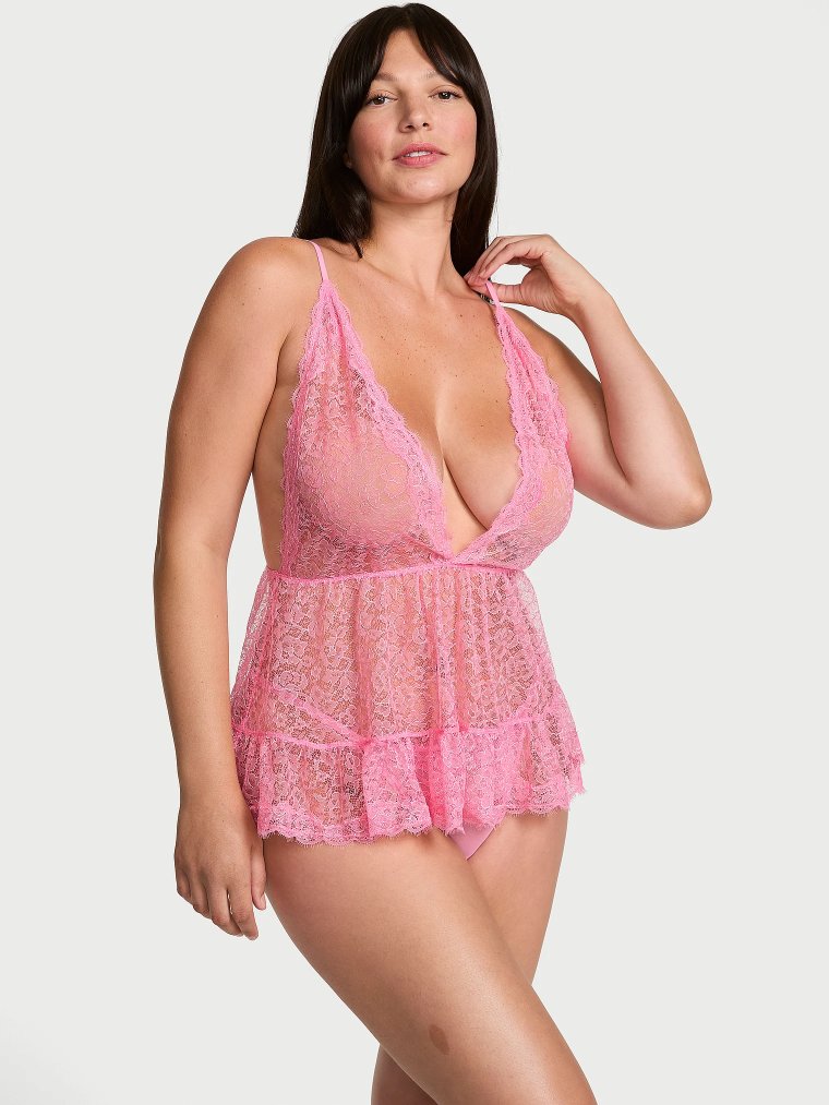 Комплект бэбидолл (Babydoll) Tease из кружева с глубоким вырезом