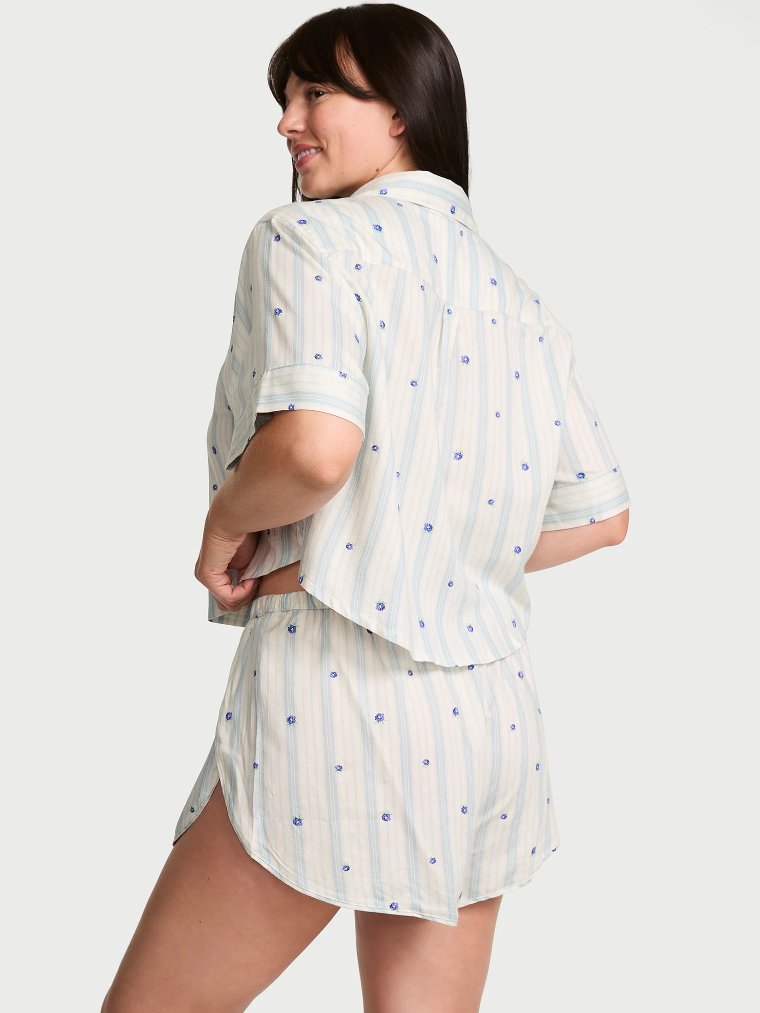 Комплект пижамы с шортами из ткани модал-хлопок (Modal-Cotton) с завязкой спереди