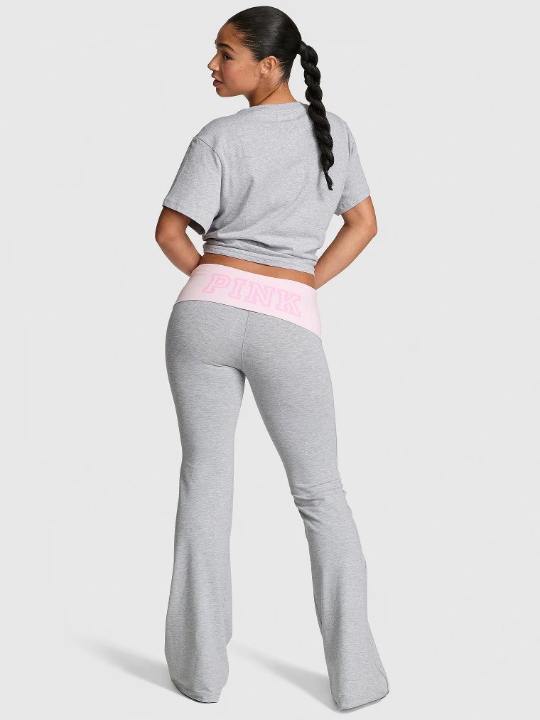 PINK | Elle All-Day Cotton™ Расклешённые леггинсы с отворотом (Foldover Flare Leggings)