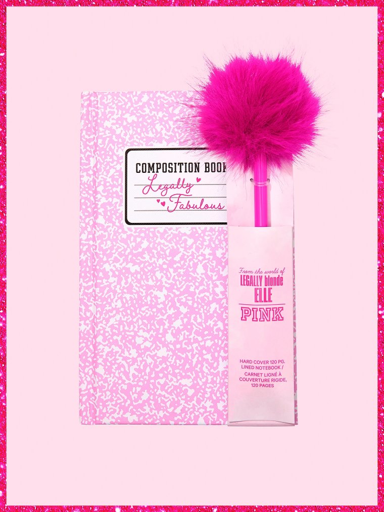 PINK | Elle — тетрадь (notebook) и набор с пушистой ручкой (fuzzy pen set)