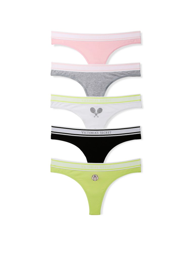7-Pack Logo Cotton Shine Patch Thong Panties